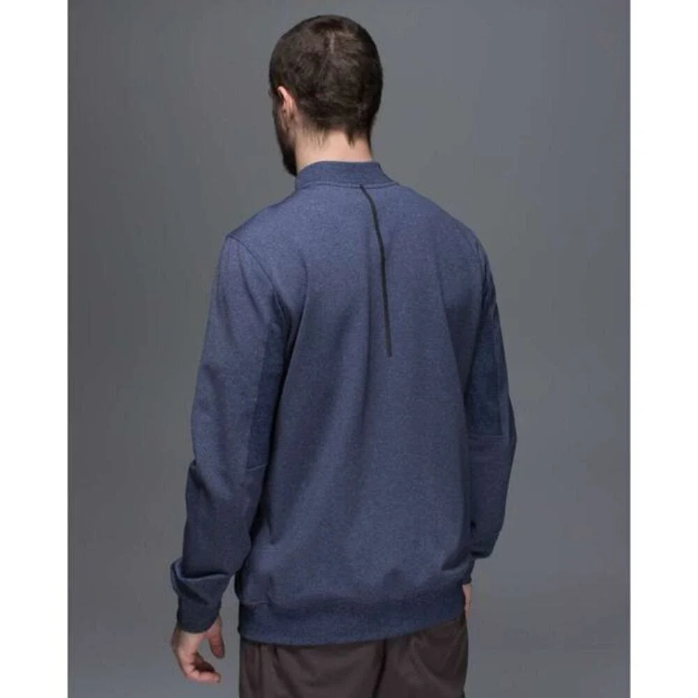 Lululemon Six‎ Pack Heathered Deep Navy Blue Athletic Bomber Jacket
